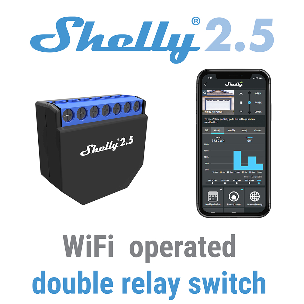 Shelly 2.5 Smart Home Double R - Shelly Relay Module ulasan dan harga